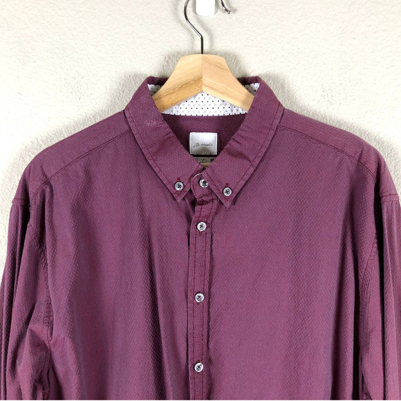 JB Holt Shirt Maroon Textured Athletic Fit Collared Button Down Size X Large - Picture 3 of 12